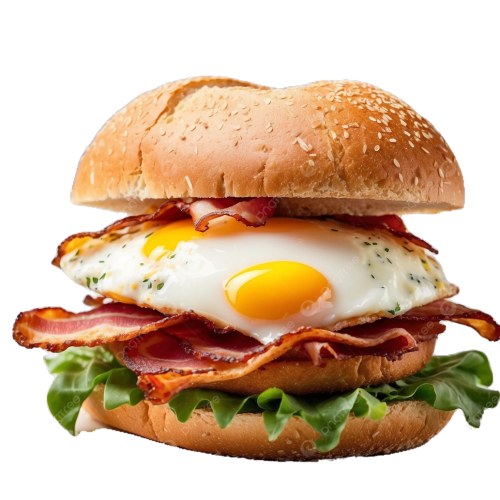 Buger,bacon,egg (ba chỉ , trứng)